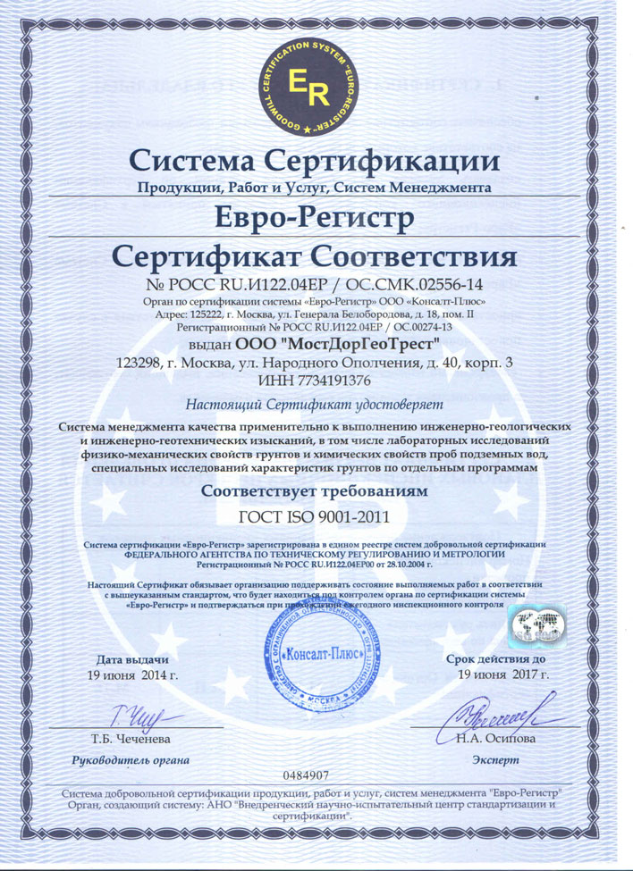 Сертификат соответствия испытательной лаборатории АО 
